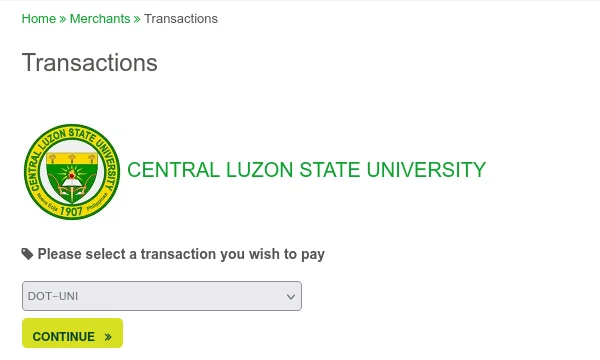 Transactions page with DOT-UNI selected in the transaction list